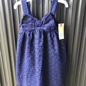 Cherokee Girls dress sz 5T navy blue bow lace NWT